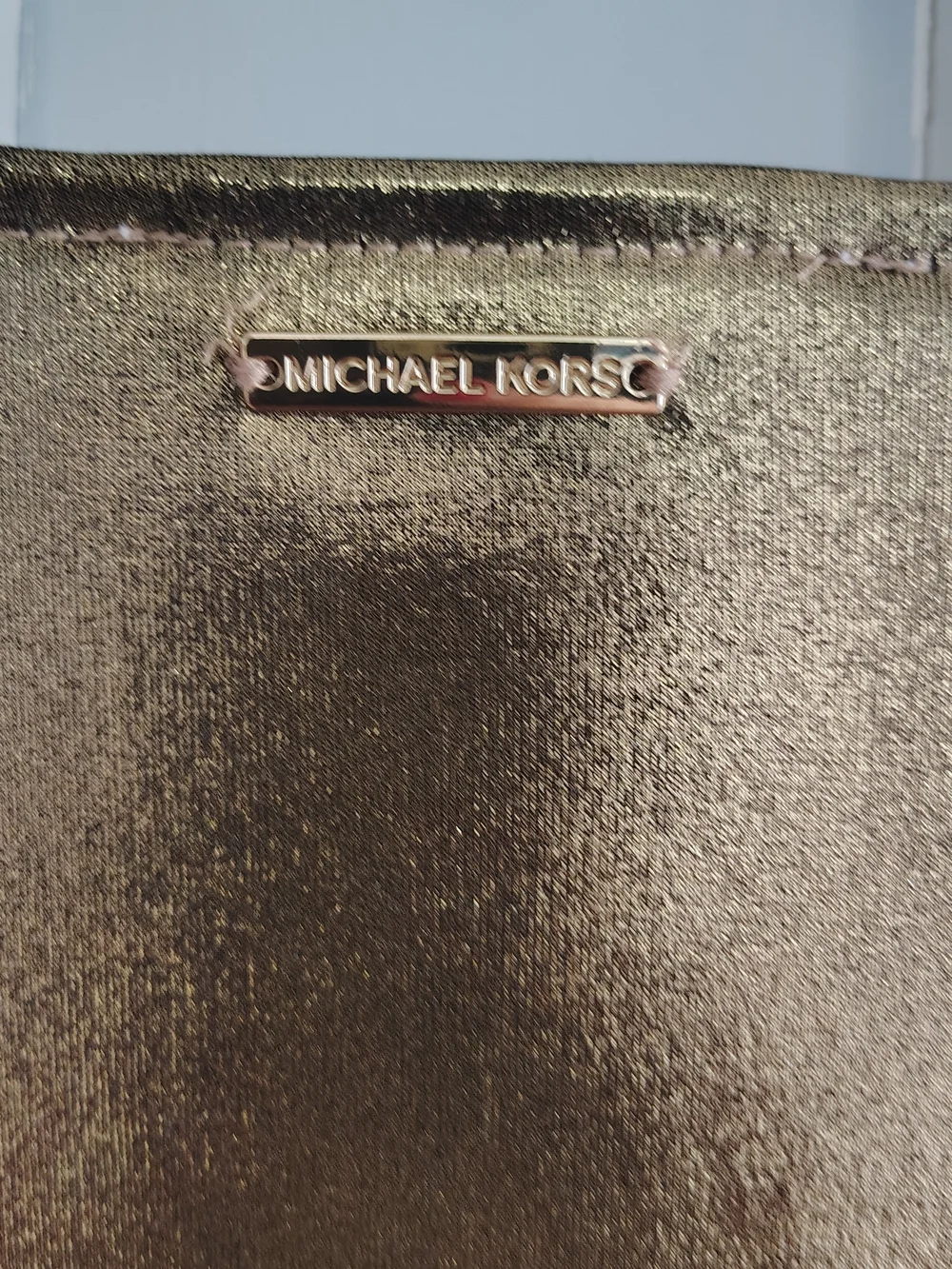 Michael Kors Shiny Metallic Gold Draped Wrap Blouse L